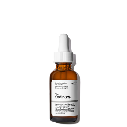 The Ordinary Balancing & Clarifying Serum 30ml bottle with a dropper, featuring the clear water-based formula against a clinical white background.