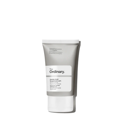 The Ordinary Azelaic Acid Suspension 10% 30ml tube on a white clinical background, showcasing the matte-finish packaging.
