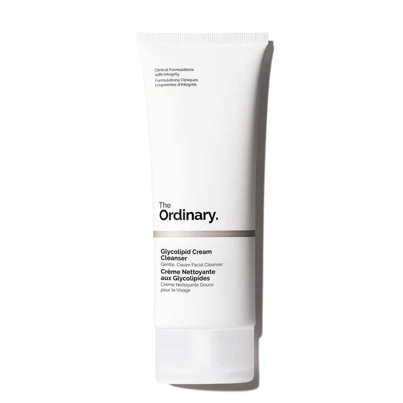 The Ordinary Glycolipid Cream Cleanser 150ml tube on a clean white clinical background, showcasing the large-format packaging.