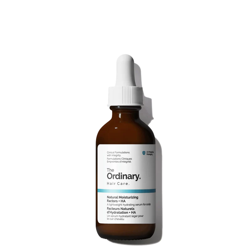The Ordinary Natural Moisturizing Factors + HA for Scalp 60ml bottle with a specialized nozzle for easy scalp application.
