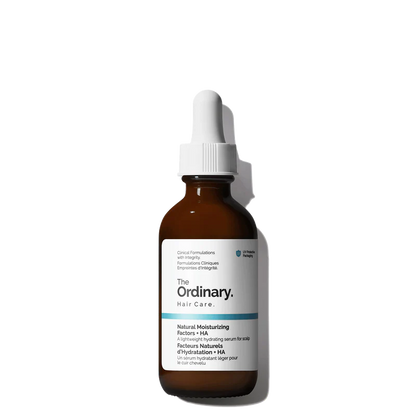 The Ordinary Natural Moisturizing Factors + HA for Scalp 60ml bottle with a specialized nozzle for easy scalp application.