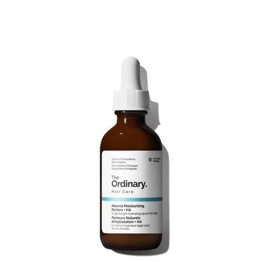 The Ordinary Natural Moisturizing Factors + HA for Scalp 60ml bottle with a specialized nozzle for easy scalp application.